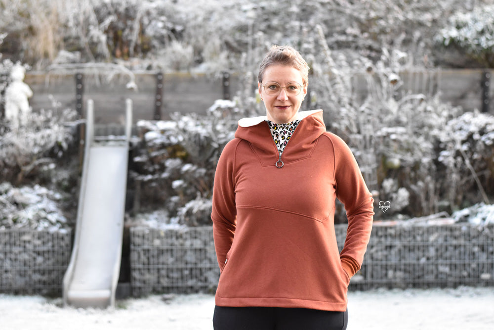 ISFLAK - Raglanhoodie mit Reißverschluss, Troyer, Outdoorhoodie Größen 30 - 50