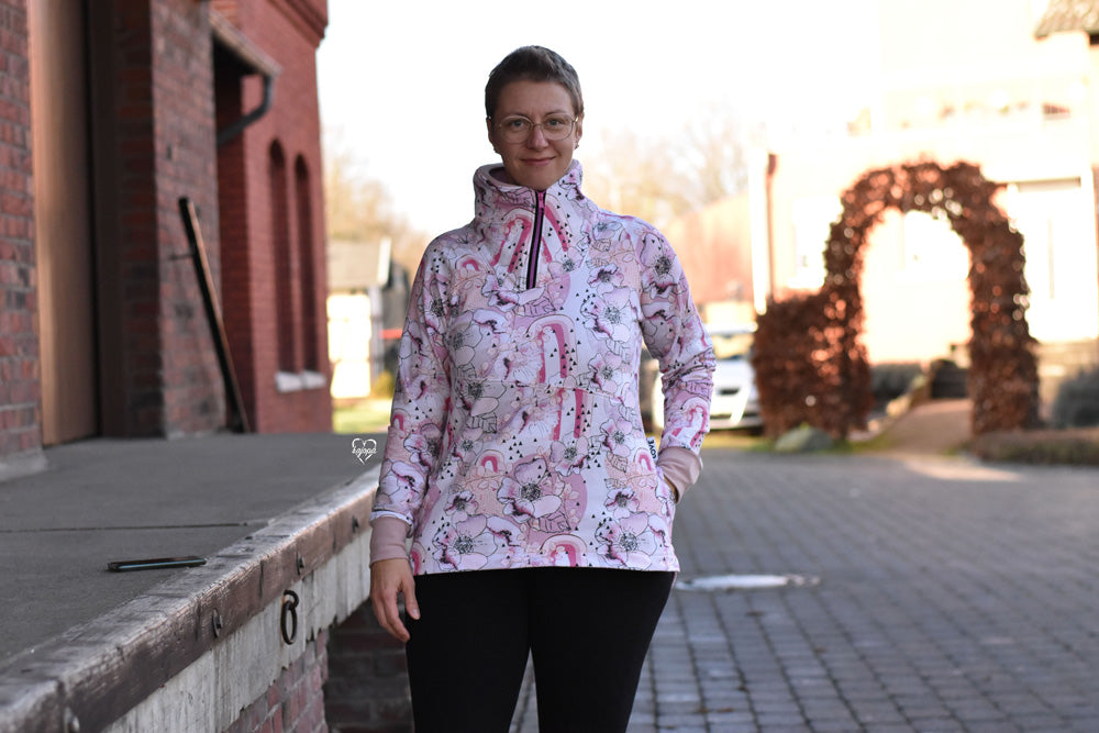 ISFLAK - Raglanhoodie mit Reißverschluss, Troyer, Outdoorhoodie Größen 30 - 50