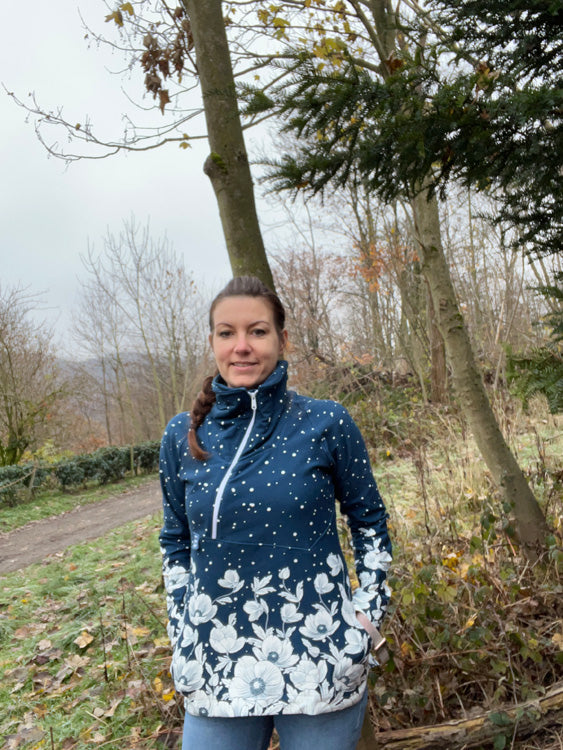 ISFLAK - Raglanhoodie mit Reißverschluss, Troyer, Outdoorhoodie Größen 30 - 50
