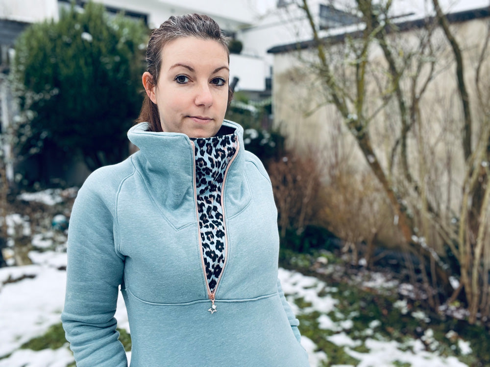 ISFLAK - Raglanhoodie mit Reißverschluss, Troyer, Outdoorhoodie Größen 30 - 50