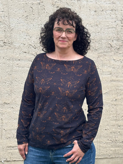 Glädja - körpernahes  Shirt mit U-Boot Ausschnitt Gr. 30-50