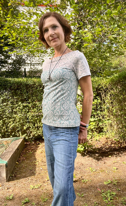 Glädja - körpernahes  Shirt mit U-Boot Ausschnitt Gr. 30-50