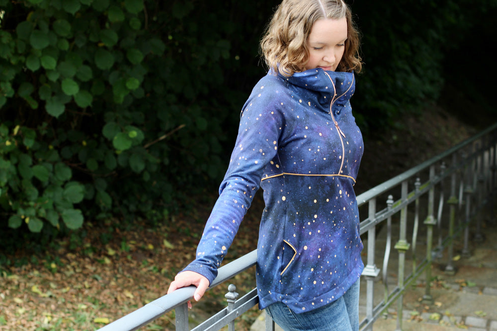 ISFLAK - Raglanhoodie mit Reißverschluss, Troyer, Outdoorhoodie Größen 30 - 50
