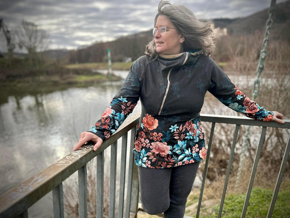 ISFLAK - Raglanhoodie mit Reißverschluss, Troyer, Outdoorhoodie Größen 30 - 50