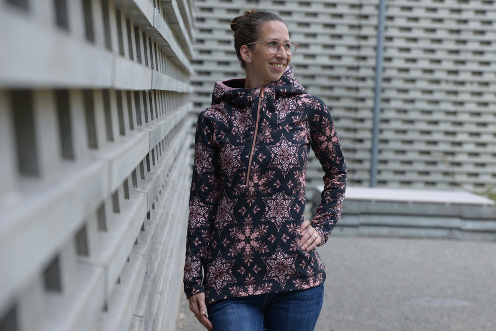 ISFLAK - Raglanhoodie mit Reißverschluss, Troyer, Outdoorhoodie Größen 30 - 50