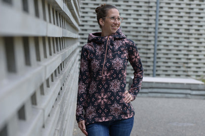 ISFLAK - Raglanhoodie mit Reißverschluss, Troyer, Outdoorhoodie Größen 30 - 50