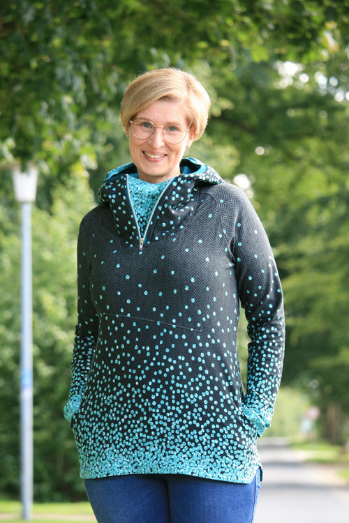 ISFLAK - Raglanhoodie mit Reißverschluss, Troyer, Outdoorhoodie Größen 30 - 50