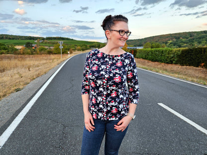 Glädja - körpernahes  Shirt mit U-Boot Ausschnitt Gr. 30-50