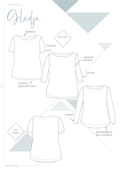 Glädja - körpernahes  Shirt mit U-Boot Ausschnitt Gr. 30-50