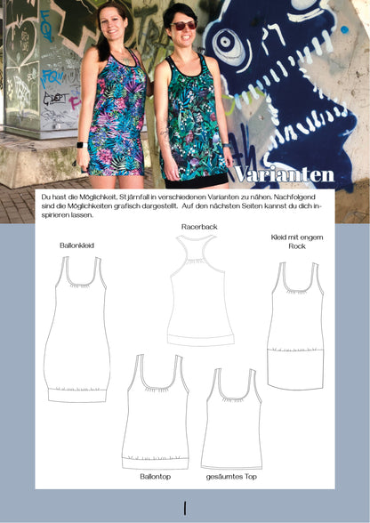 Stjärnfall - Top, Ballonkleid, Kleid mit Racerback Gr. 30-48