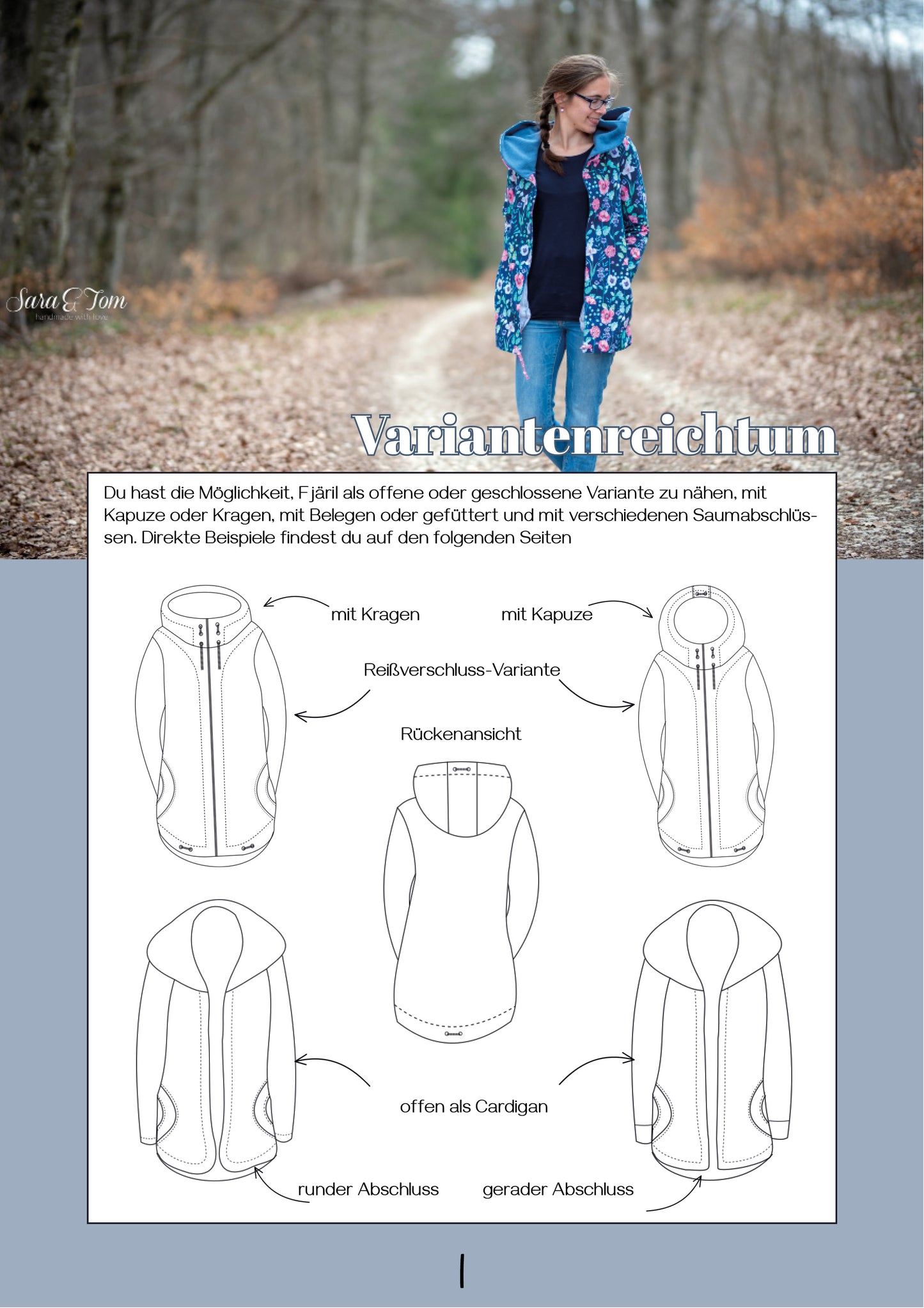 Fjäril - Hoodiejacke, Sweatjacke, Cardigan Gr. 30-48