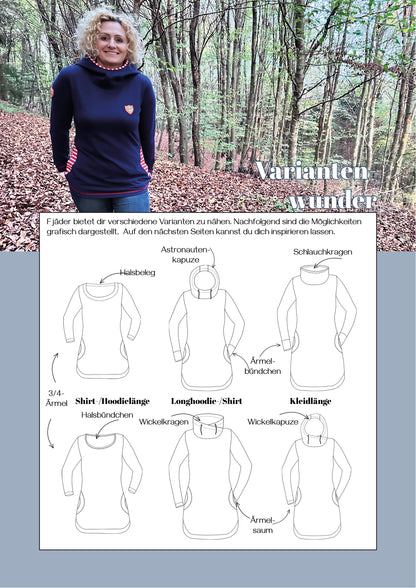 Fjäder - Shirt, Hoodie, Longhoodie, Hoodiekleid Gr. 30-50
